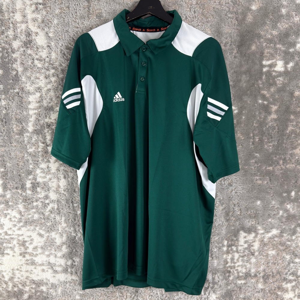 New Adidas Size XL ClimaCool Scorch Training Polo Shirt Green Short Sleeve Men